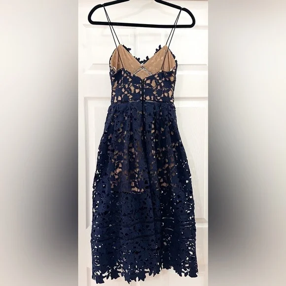 NWT Self Portrait Azaelea Lace Dress Navy Blue sz 00